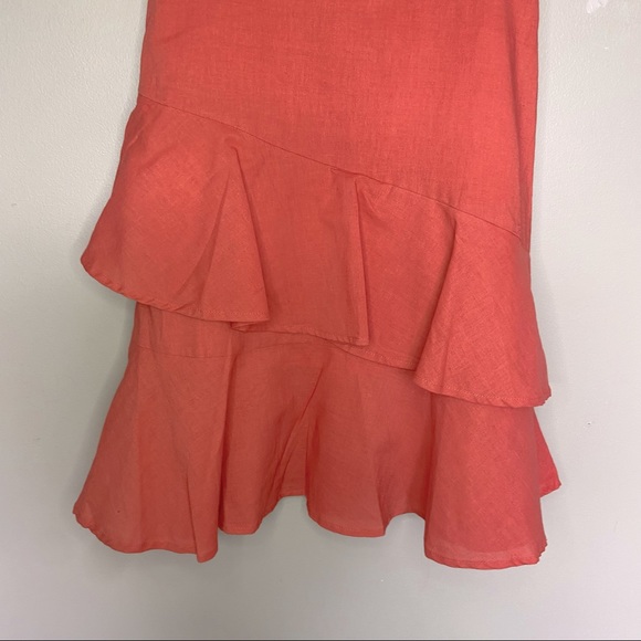 Lulu’s Coral Orange Brielle Ruffled Skater Dress Size XS - LIKE NEW CONDITION - Picture 5 of 8